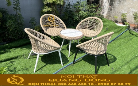 Bàn ghế sân vườn giả mây QD-2109