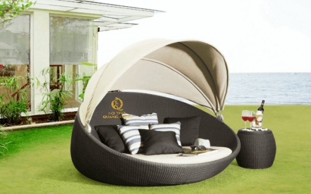 Giường tắm nắng có mái vòm che QD - 539