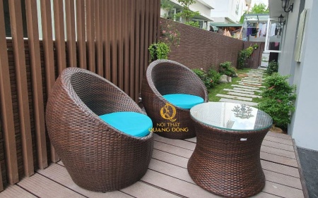 bàn ghế ban công giả mây QD - 211
