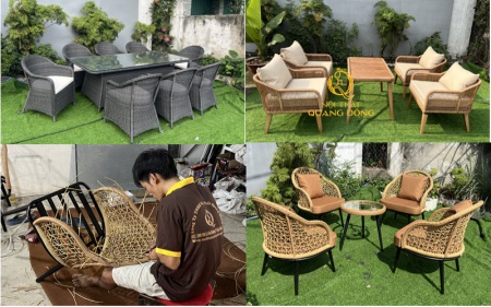 Bàn ghế giả mây 