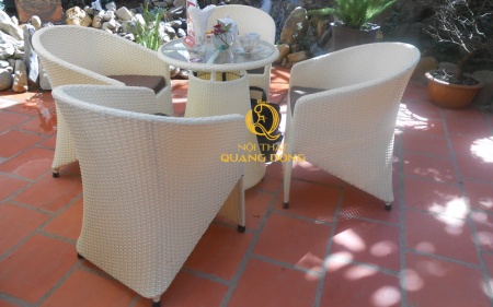 bàn ghế nhựa giả mây QD - 098