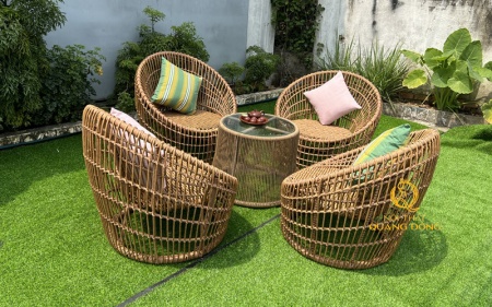 Bàn ghế giả mây QD - 2081