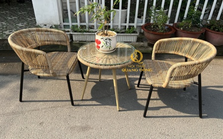 Bàn ghế giả mây QD - 2082