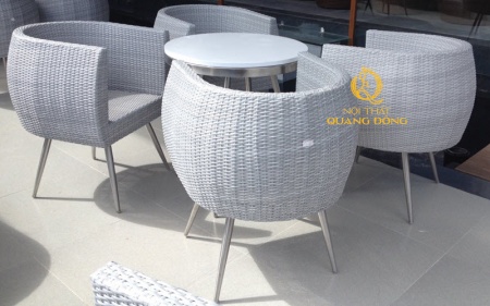 bàn ghế nhựa giả mây QD - 302