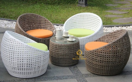 bàn ghế nhựa giả mây QD - 346