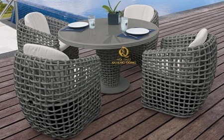 bàn ghế giả mây QD-365