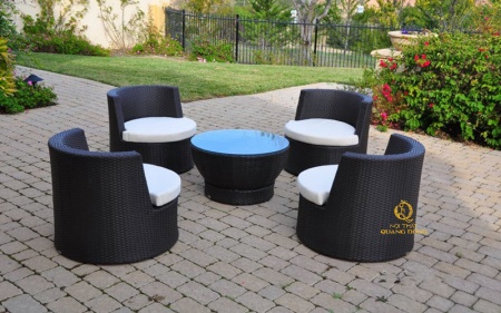 bàn ghế giả mây QD-372