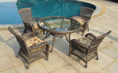bàn ghế giả mây QD-384