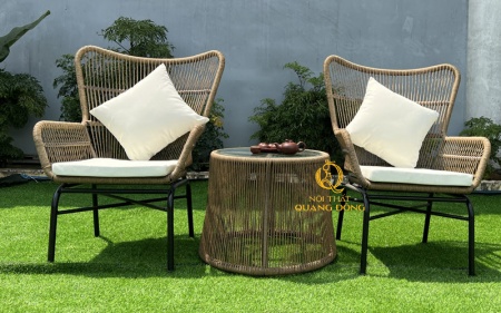 bàn ghế giả mây QD - 387
