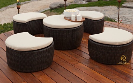 bàn ghế giả mây QD-398