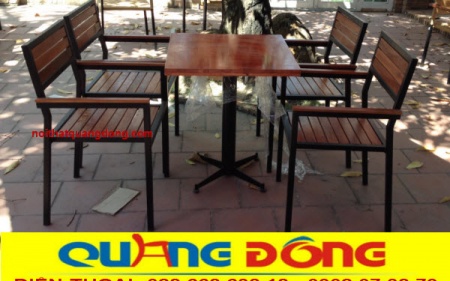 Bàn ghế gỗ khung sắt QD - 01