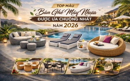 Top mẫu bàn ghế mây nhựa được ưa chuộng nhất năm 2026