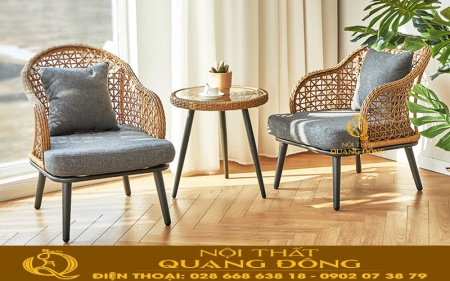 Bàn ghế ban công giả mây cho căn hộ chung cư, khách sạn, resort 