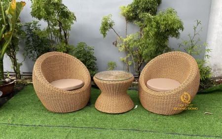 Bộ bàn ghế mây nhựa QD - 2094 lựa chọn tinh tế cho không gian thư giãn ngoài trời
