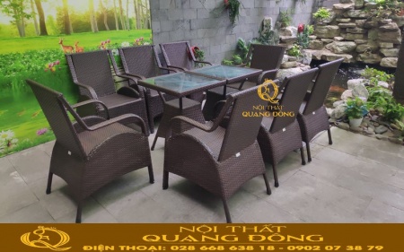Bàn ghế giả mây nét đẹp cho không gian ngoại thất