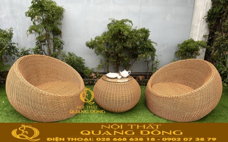 Bàn ghế giả mây sân vườn ngoài trời cao cấp