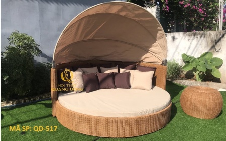 Giường tắm nắng mây nhựa cao cấp bền đẹp ngoài trời cho resort