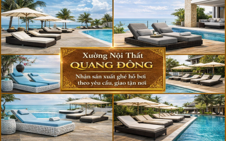 Xưởng Nội thất Quang Đông nhận sản xuất ghế hồ bơi giả mây theo yêu cầu, giao tận nơi