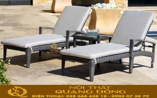Ghế nằm hồ bơi mây nhựa QD-233