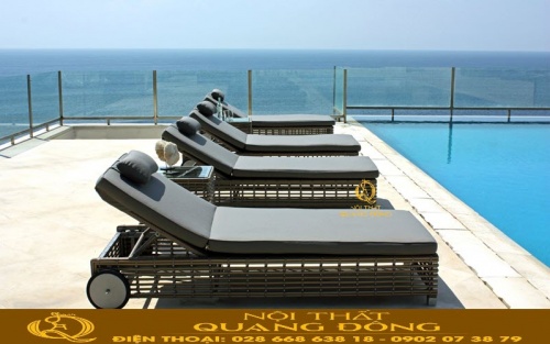 Ghế nằm hồ bơi giả mây QD - 583 Nội thất Quang Đông