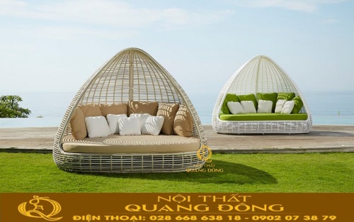 Giường tắm nắng mây nhựa QD-533