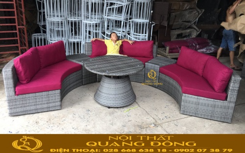 Sofa giả mây hình bán nguyệt