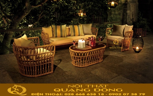 Sofa mây nhựa QD - 684 tại không gian quán