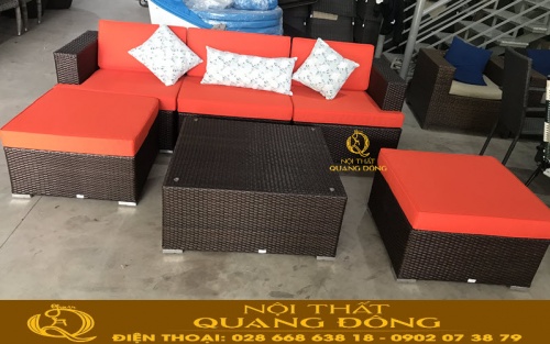 Sofa giả mây QD-688 thiết kế chữ L rộng rãi, hiện đại