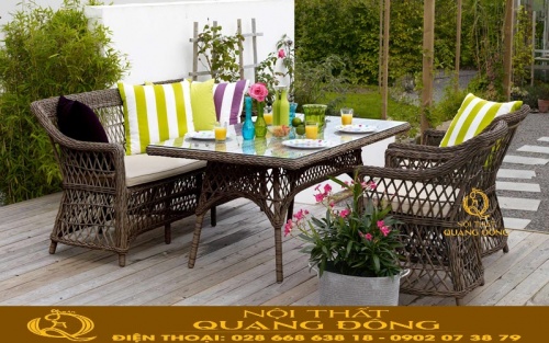 Sofa giả mây QD-699 thiết kế đan giả mây kiểu caro tạo vẻ đẹp độc đáo
