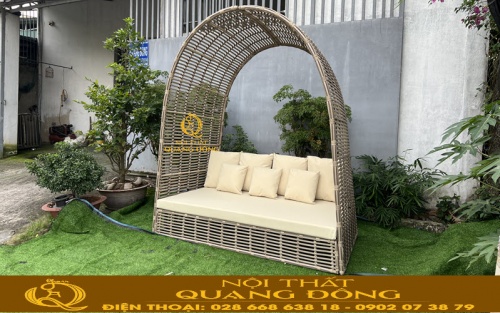 Sofa mây nhựa QD - 708 trang bị nệm gối êm ái
