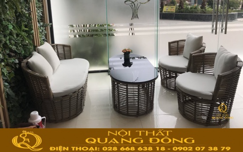 Bộ sofa mây nhựa QD-752 sang trọng và tinh tế tại phòng chờ