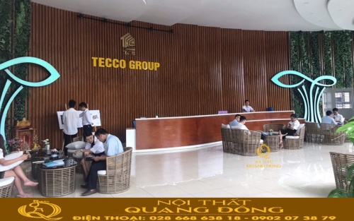 Hình ảnh thực tế của bộ bàn ghế mây nhựa QD-752 tại sảnh chờ TECCO Group