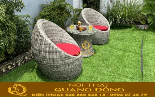 Bàn ghế dùng cho ban công hình trứng QD-211