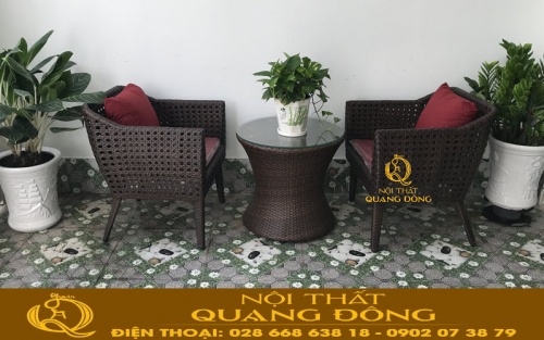 Mẫu ghế dùng cho ban công đan mây nhựa giả mây cao cấp