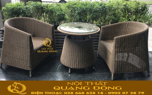Bàn ghế giả mây dùng cho ban công sân vườn