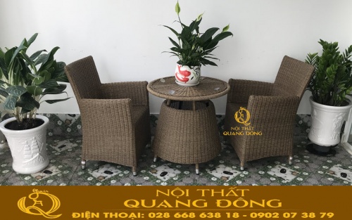 Mẫu ghế ban công giả mây sợi tròn QD-273