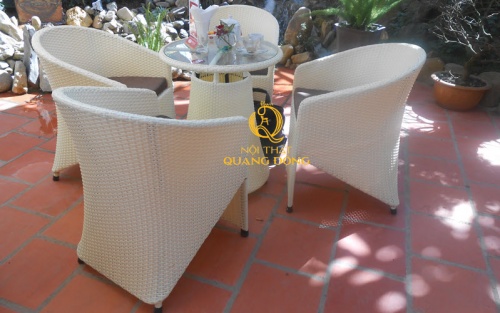 bàn ghế nhựa giả mây QD - 098