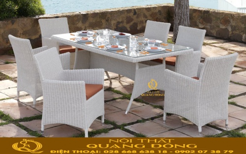 Bộ bàn ghế giả mây QD-2018 gồm 6 ghế 1 bàn 