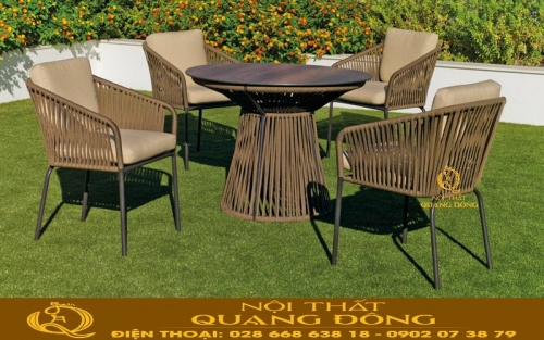 Bàn ghế sân vườn cao cấp giả mây QD-2034