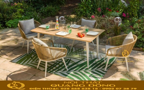 Bàn ghế sân vườn cao cấp giả mây QD-2042