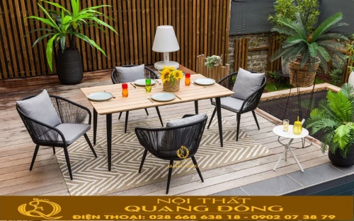 Bàn ghế sân vườn cao cấp giả mây QD-2042
