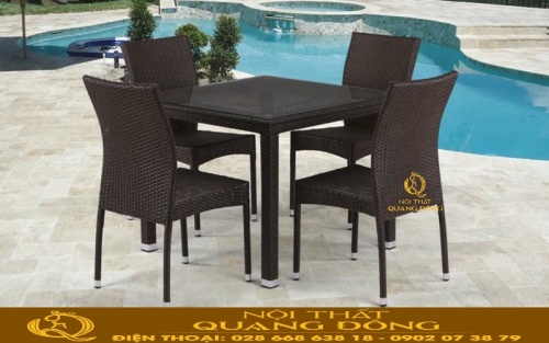 Bàn ghế sân vườn cao cấp giả mây QD-2047