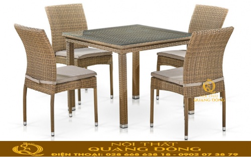 Bàn ghế sân vườn cao cấp giả mây QD-2047