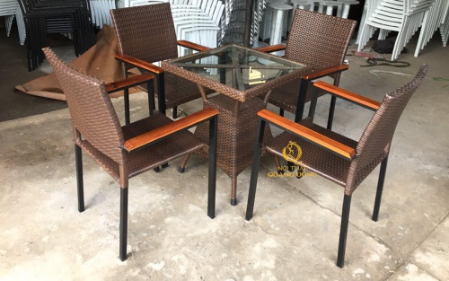 bàn ghế giả mây QD - 2058