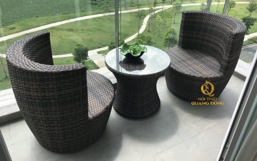 bàn ghế giả mây QD-2075