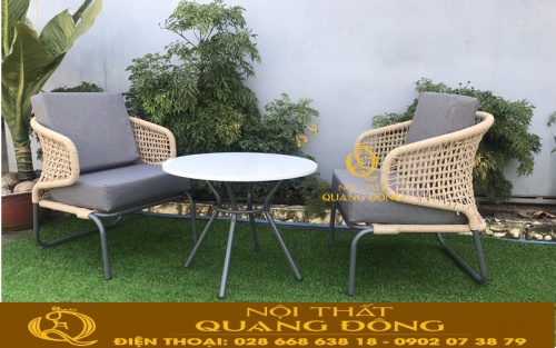 Bàn ghế giả mây thiết kế mới lạ sang trọng QD-2080