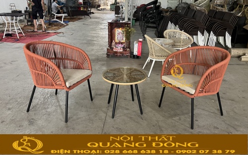 Bàn ghế mây nhựa QD - 2085 được sản xuất trực tiếp tại xưởng Nội thất Quang Đông