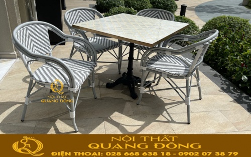 Bàn ghế giả mây QD-2086 ngoài trời