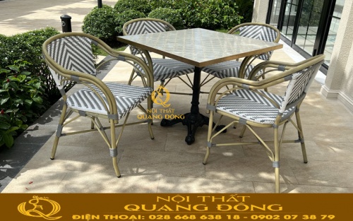 Bàn ghế giả mây QD-2086 với 4 ghế 1 bàn sang trọng