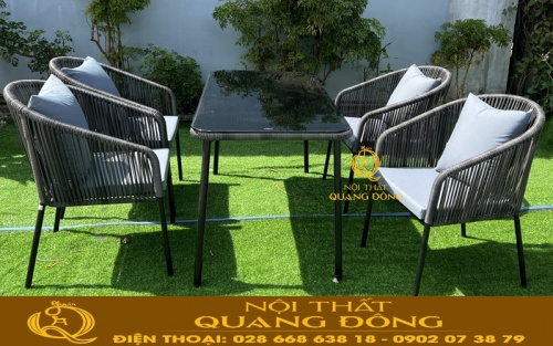 Bàn ghế giả mây QD-2087 sang trọng